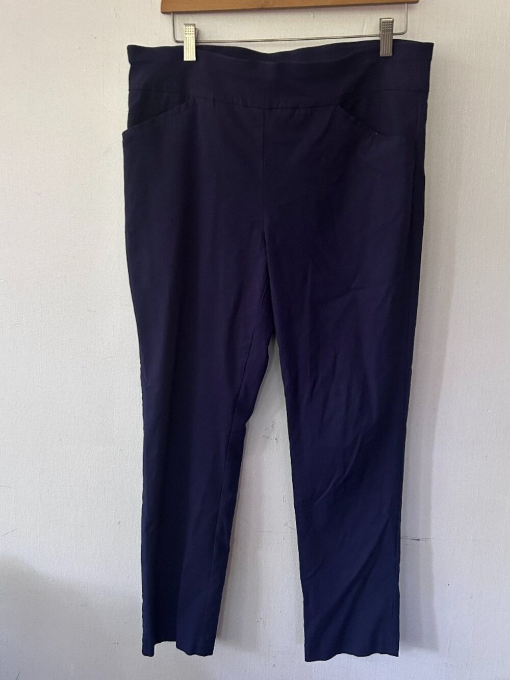 Chicos Fabulously‎ Slimming Ankle Pants Womens 12/14 Blue Stretch Classic Preppy